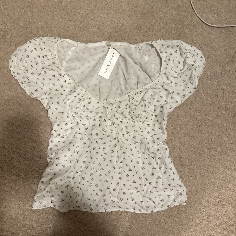 John Galt White Floral Women's Top
